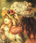 Pierre Renoir Girls Putting Flowers in their Hats oil on canvas